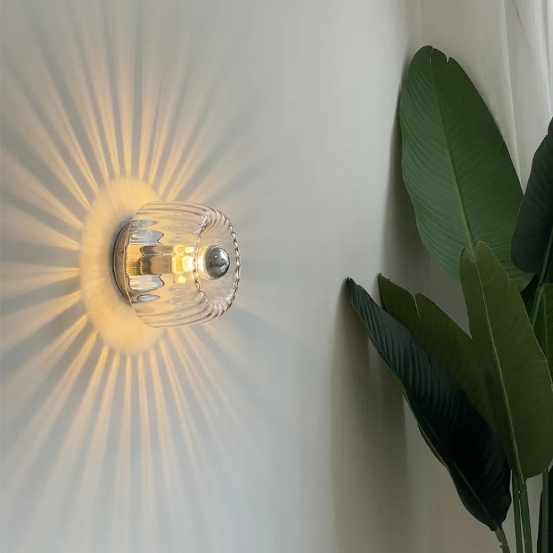 LED Bauhaus Glass Wall Lamp Nordic Retro Modern Living Room Hallway Light