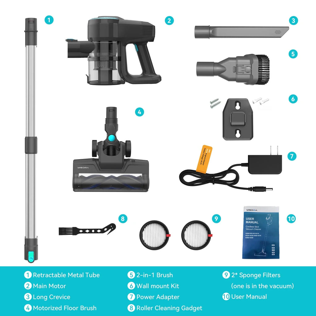 Cordless Upright Stick Vacuum Cleaner 20KPa Lightweight for Carpet Pet Hair