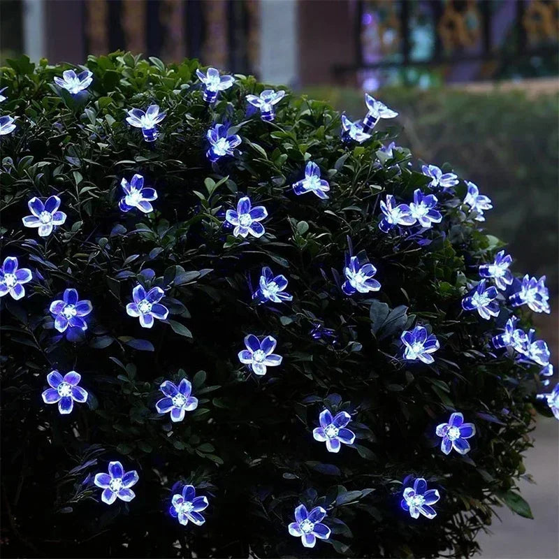 5M 20LED Solar String Lights Cherry Flower Outdoor Waterproof Battery Garden Party
