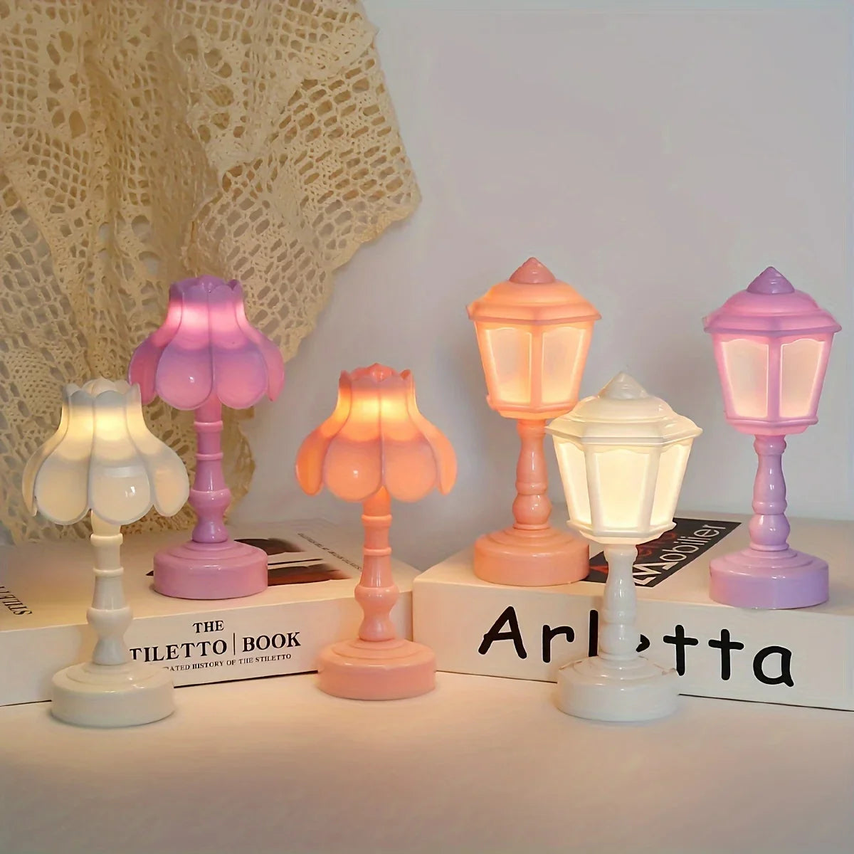 Pagoda Flower LED Table Lamp Battery Desk Night Light Modern Bedroom Decor