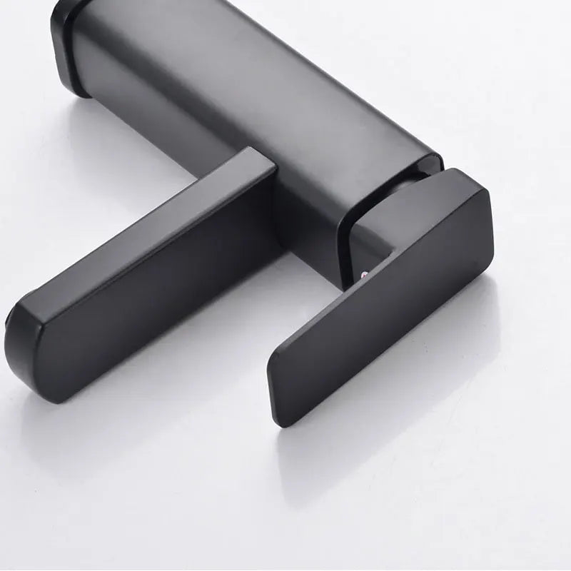 Black Chrome Bathroom Faucet Hot Cold Mixer Deck Mounted Vanity Sink Tap