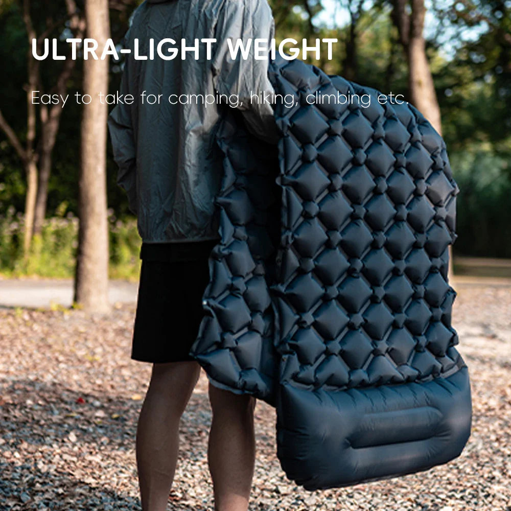 Self-Inflating Camping Sleeping Pad with Pillow – Ultralight Hiking Air Mattress