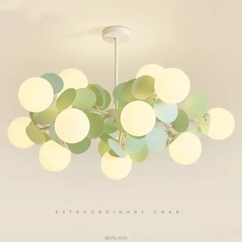 Nordic Green Molecule Glass Chandelier LED Pendant Light Bedroom Home Restaurant