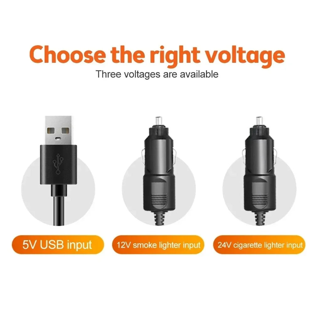 Car Cooling Fan Dual Head 360° Rotating 12V/24V USB