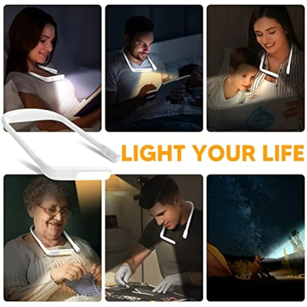 USB Rechargeable Reading Neck Light Hands Free Book Light for Bed Night