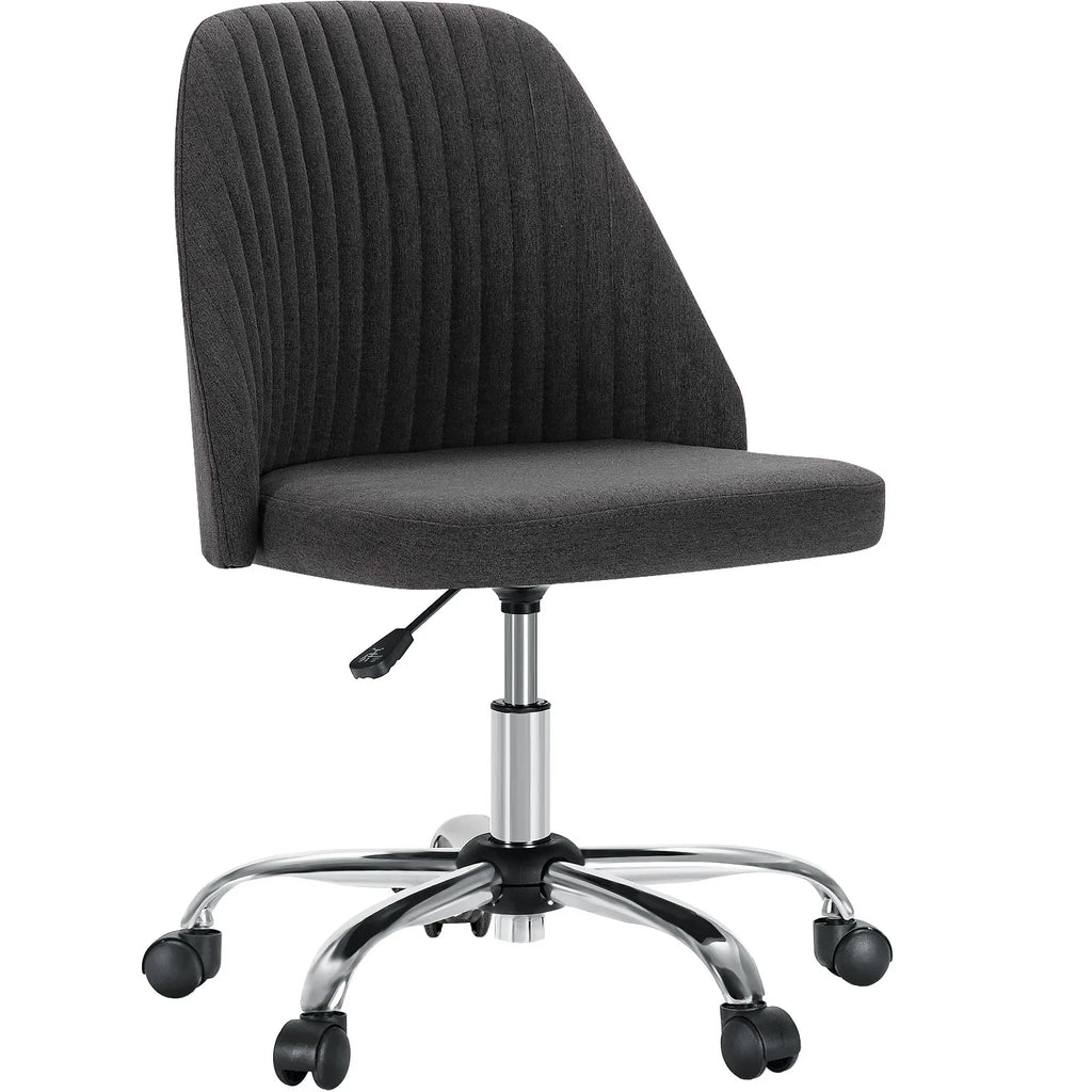 Armless Small Desk Office Chair Swivel Vanity Task Chair with Back and Wheels
