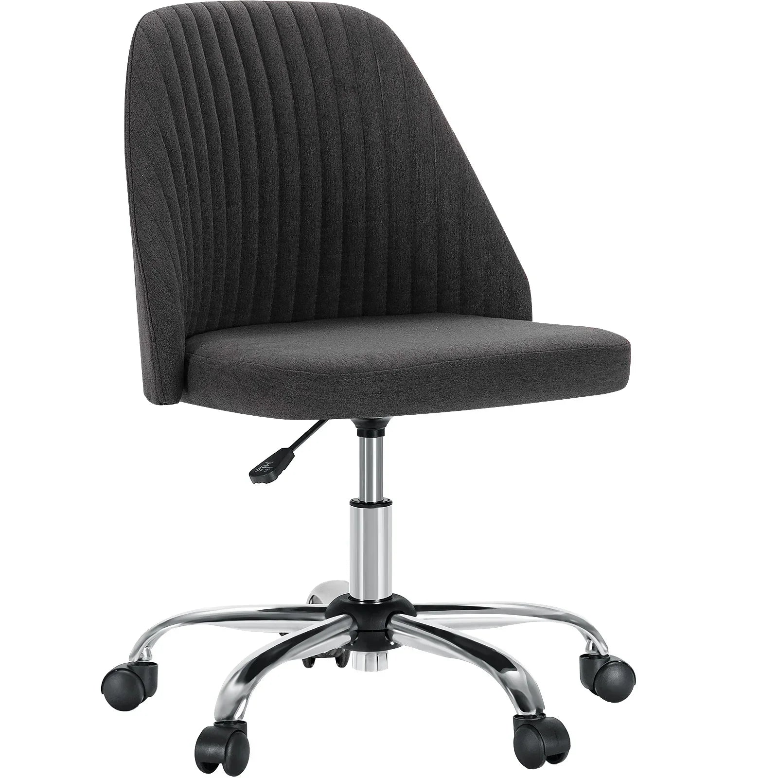 Armless Small Desk Office Chair Swivel Vanity Task Chair with Back and Wheels