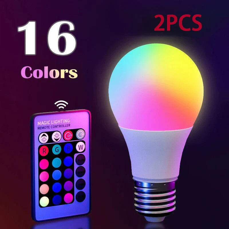16 Color RGB LED Smart Bulb E27 Dimmable with Remote Multicolor Light