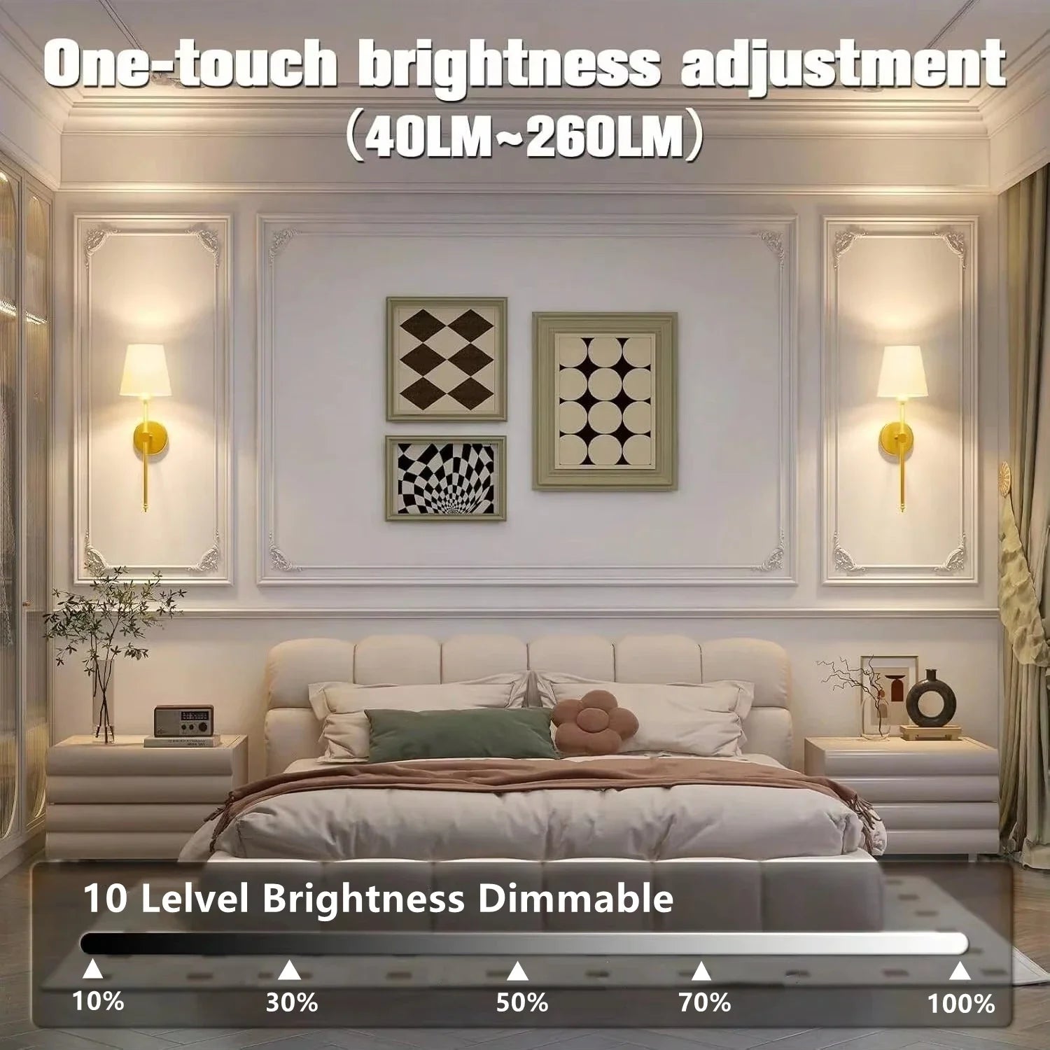 Wireless Rechargeable Wall Lamp Dimmable LED Battery Light with Remote Control