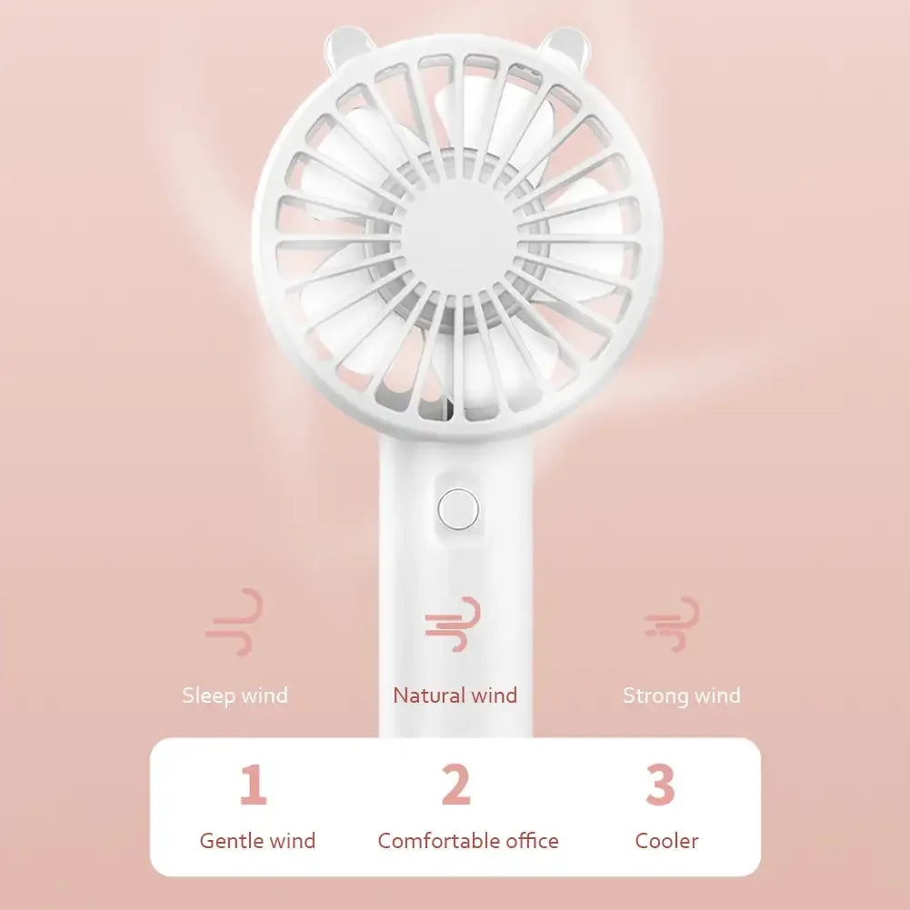 Mini Handheld Fan USB Rechargeable 3-Speed Portable 2-Pack