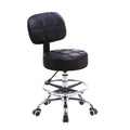 Swivel Rolling Stool PU Leather Height Adjustable Drafting Task Chair with Back