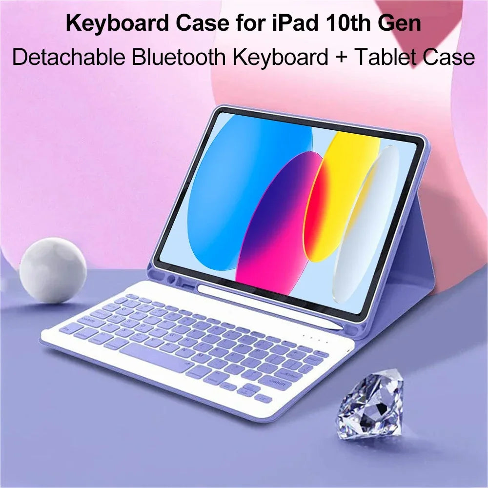 Detachable Bluetooth Keyboard Case for 10.9 Tablet Wireless Protective Cover