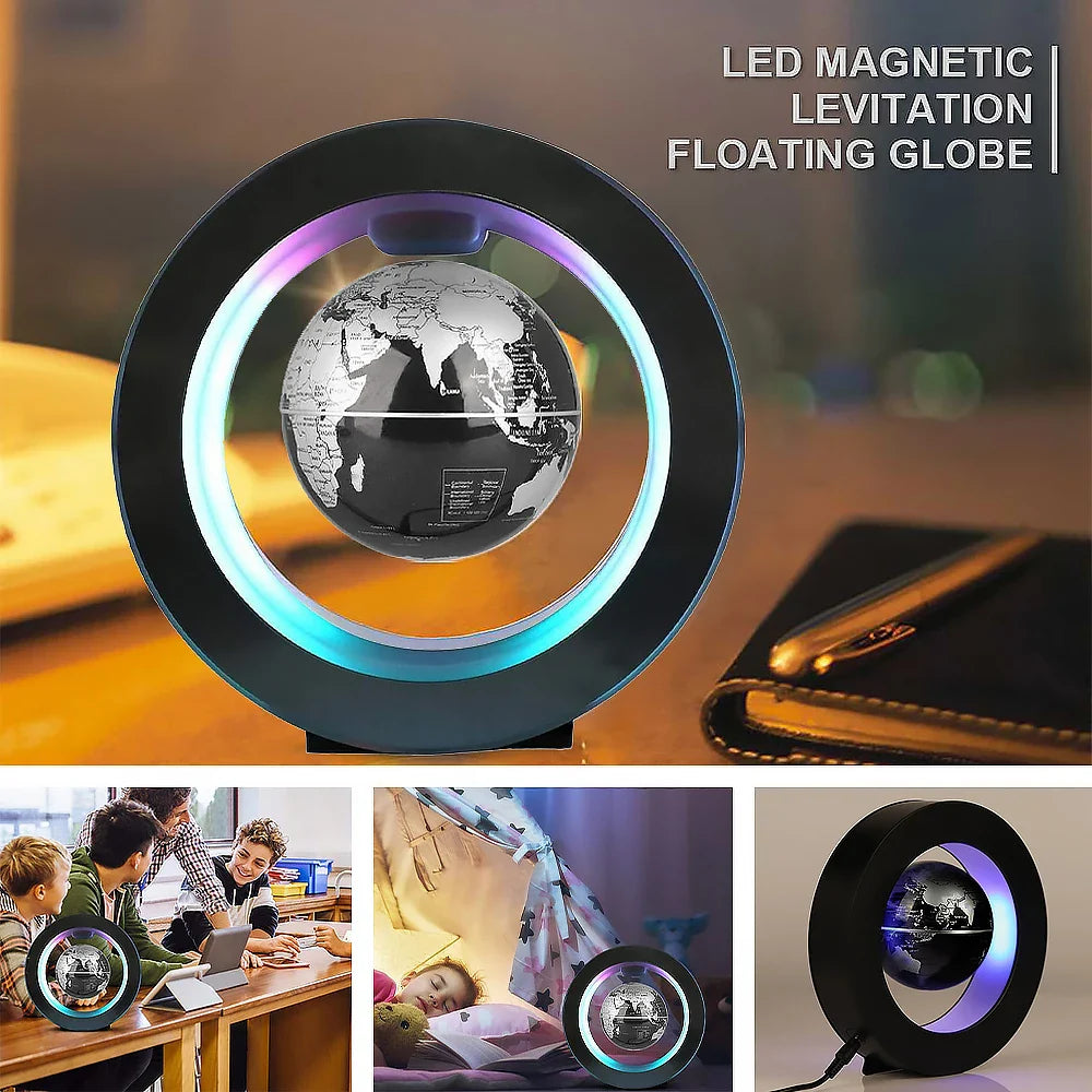 Floating Levitating Globe Lamp LED Magnetic Rotating World Map Bedside Desk Light