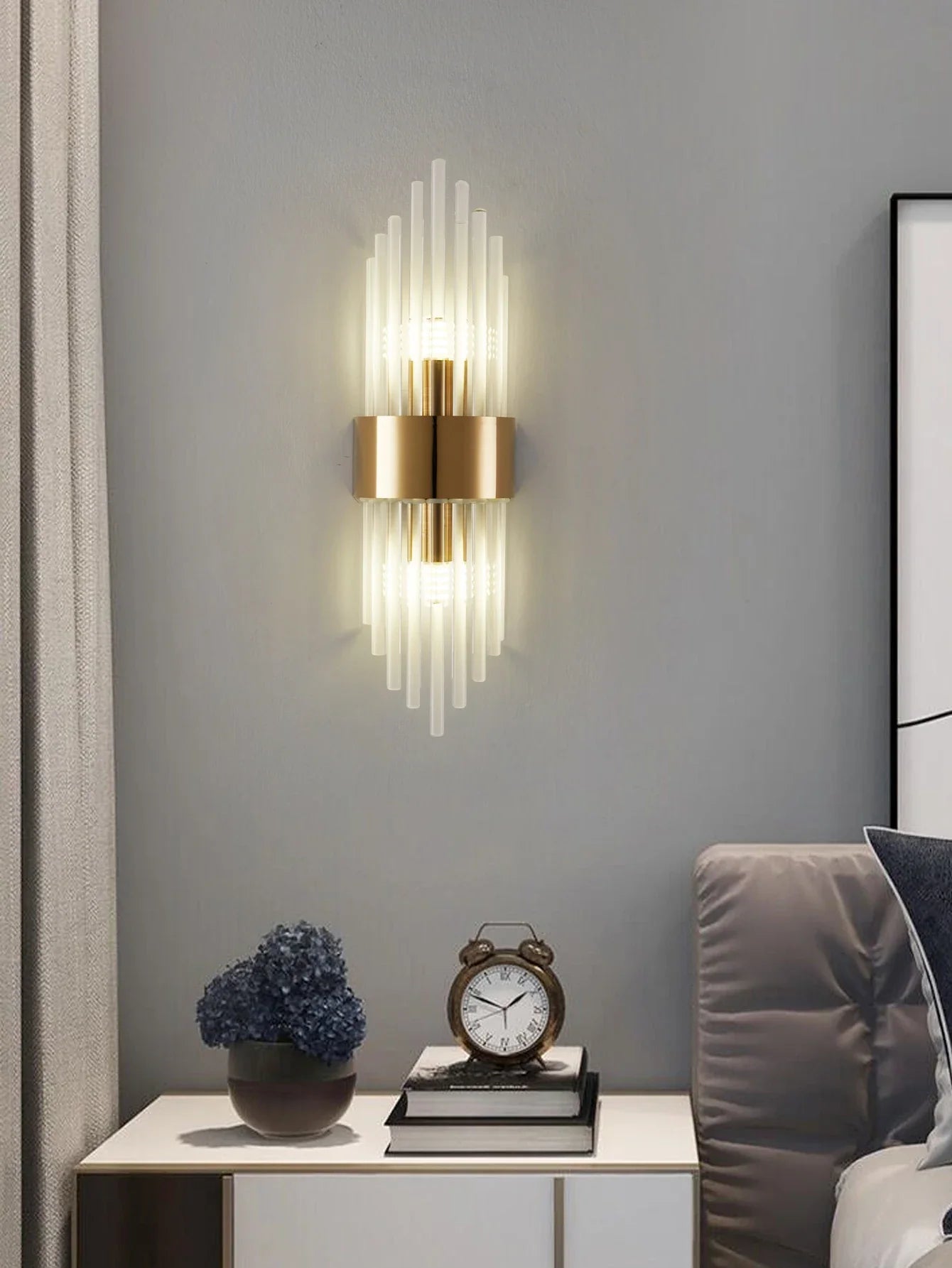 Crystal Wall Sconce G9 – Gold/Black Stainless Steel Light for Bedroom & Living Room