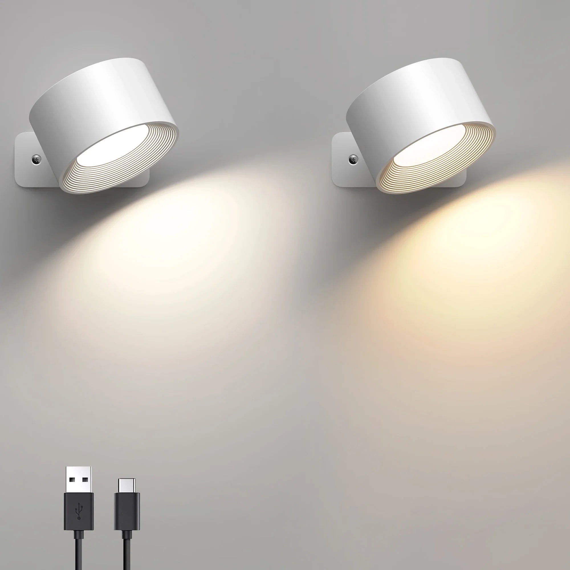 Rechargeable LED Wall Sconce 360° Rotating Adjustable Bedroom Nordic Light