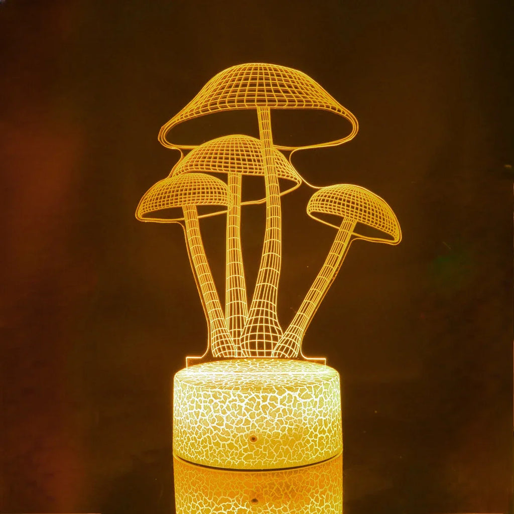 Mushroom 3D LED Night Light for Kids Bedroom Color Changing Illusion Bedside Lamp