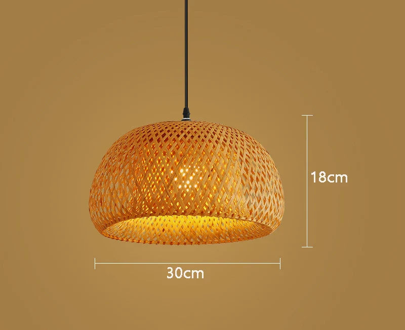 Handwoven Bamboo Rattan Pendant Lamp – Natural Wicker LED Hanging Light E27