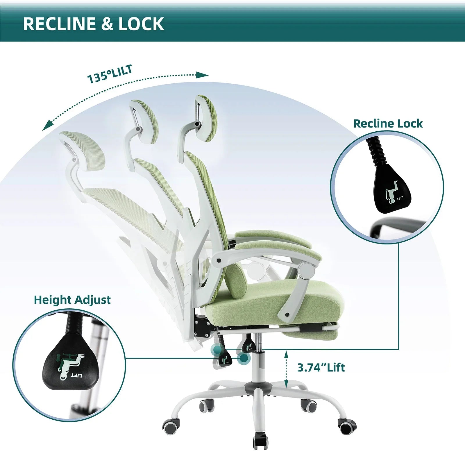 Ergonomic High Back Mesh Gaming Chair Reclining Swivel Office Chair Lumbar
