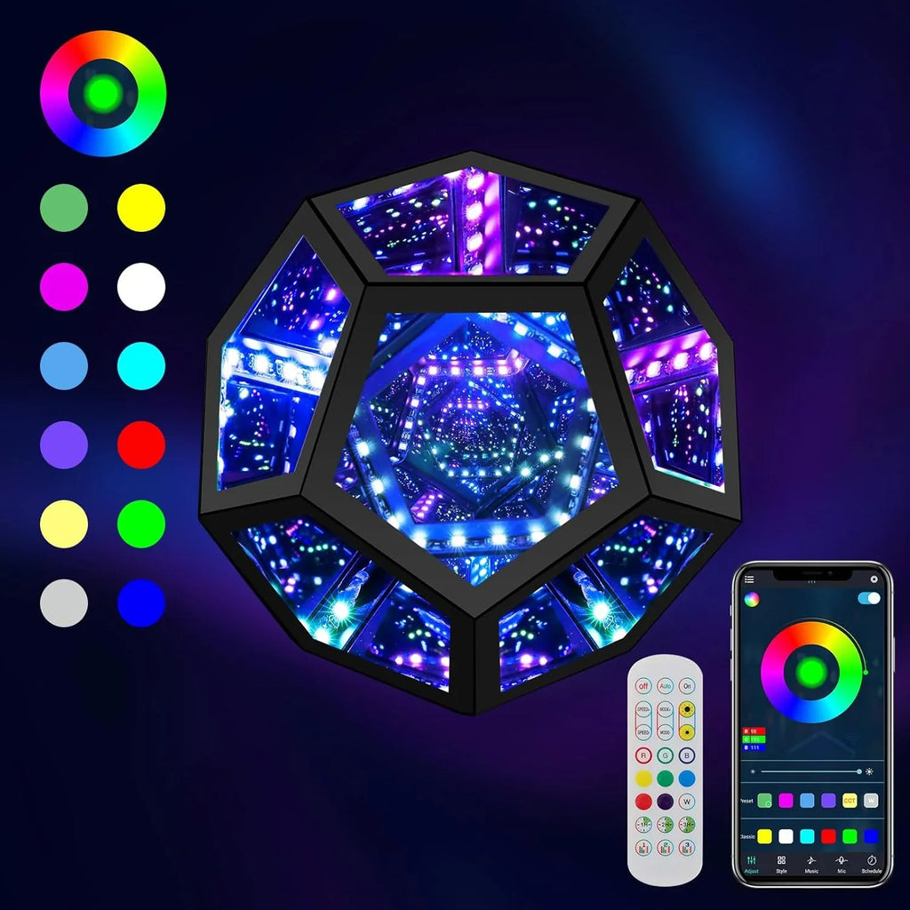 LED RGB Dodecahedron Night Light Geometric Colorful Space Lamp Home Decor Gift