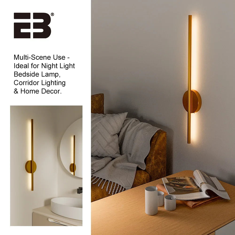 Wireless LED Wall Sconces 2 Pack USB Rechargeable Battery Gold Indoor Light