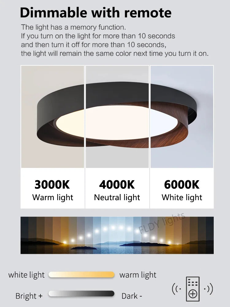 Dimmable LED Chandelier Circular Ceiling Light Eye Protection for Living Room