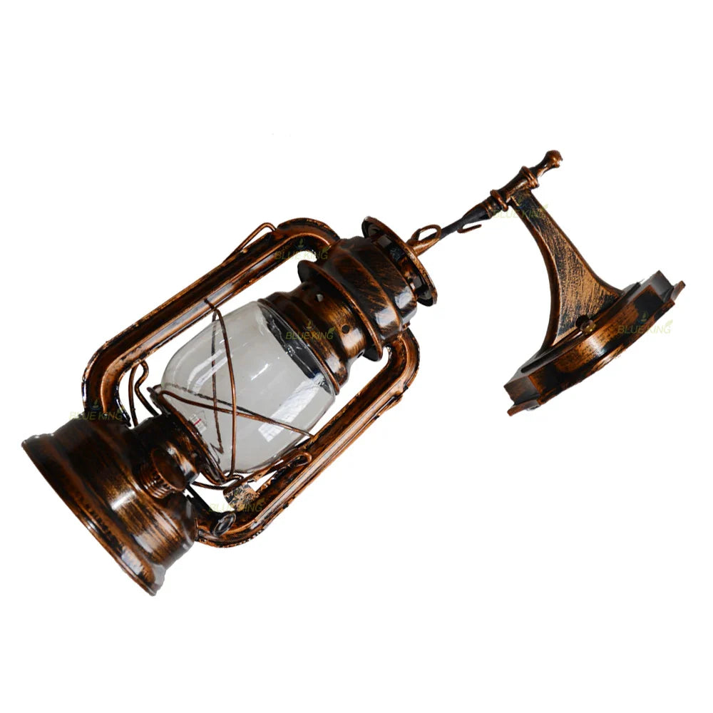 Vintage Iron Glass Wall Lamp Industrial Sconce for Bedroom Living Room Hallway