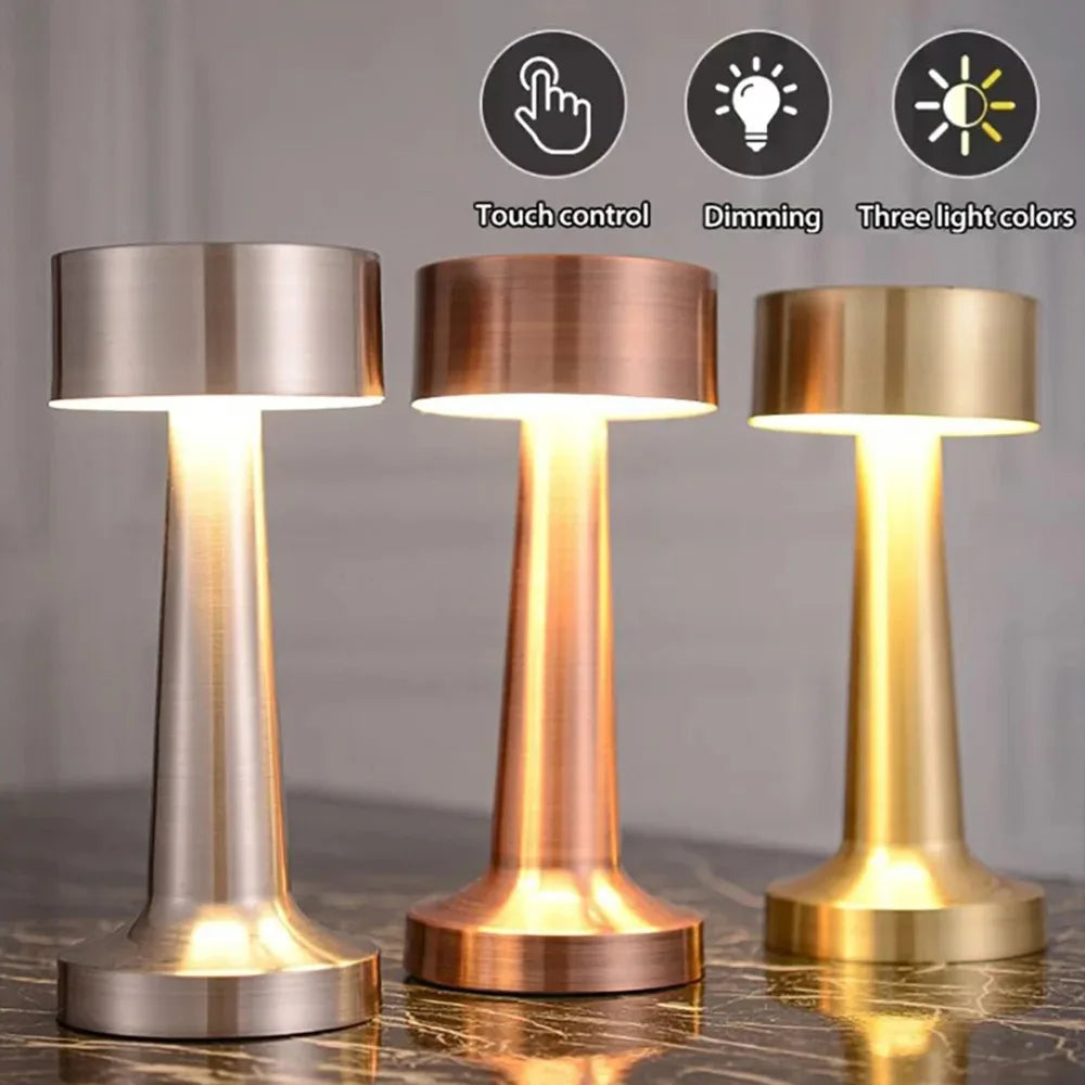 Rechargeable LED Touch Table Lamp USB Desk Light for Bedroom Bar Mood Lighting