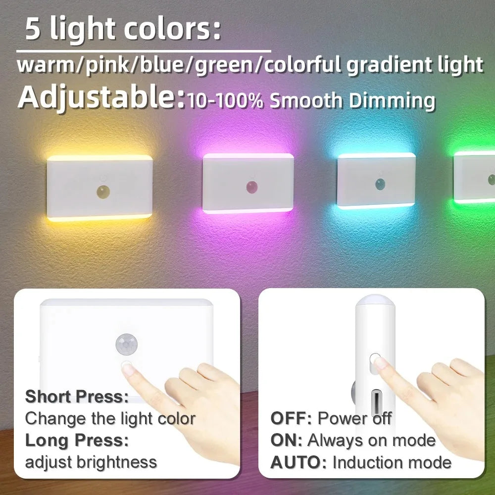 LED Motion Sensor Night Light Dimmable Battery Stair Cabinet Light for Bedroom