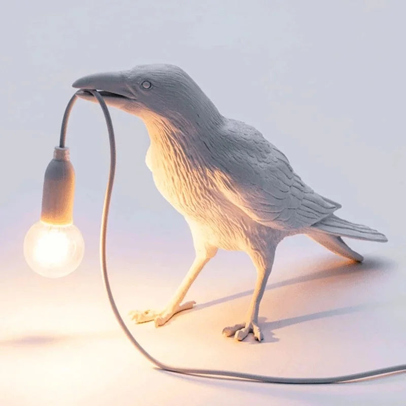 Crow Bird Wall Lamp – Resin Bedside Night Light for Bedroom & Living Room Decor