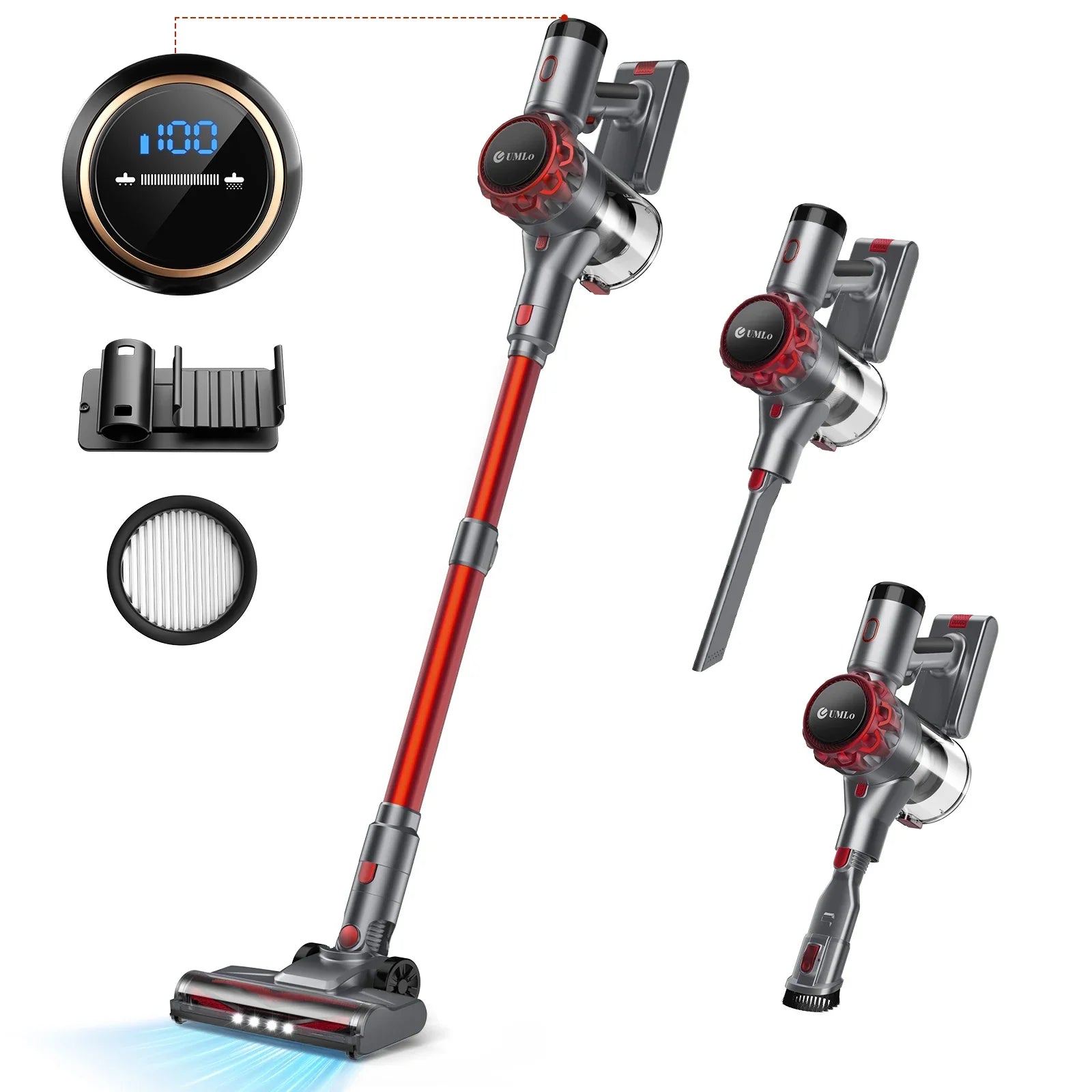 Cordless Hardwood Floor Vacuum Cleaner Lightweight Multi Surface with Smart Control