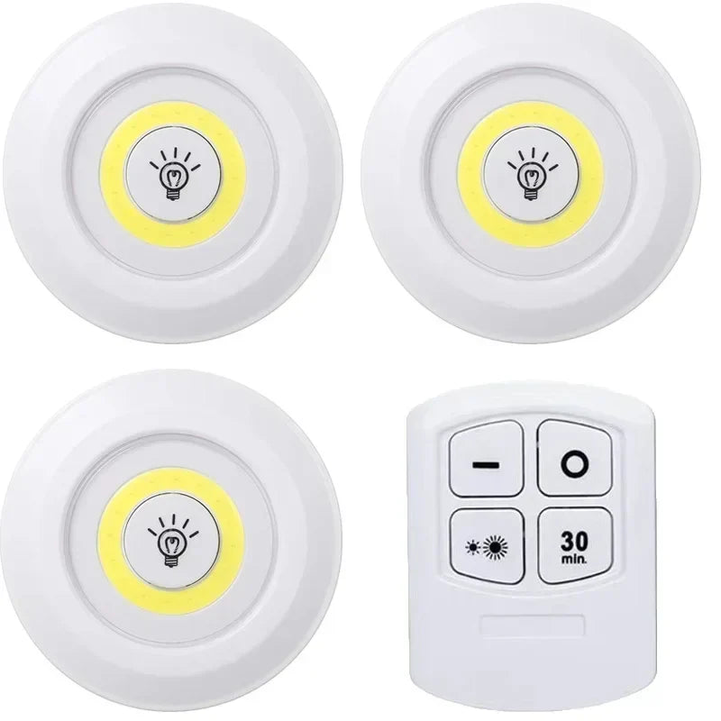 Dimmable LED Under Cabinet Light Remote Battery Operated Closet Night Lamp
