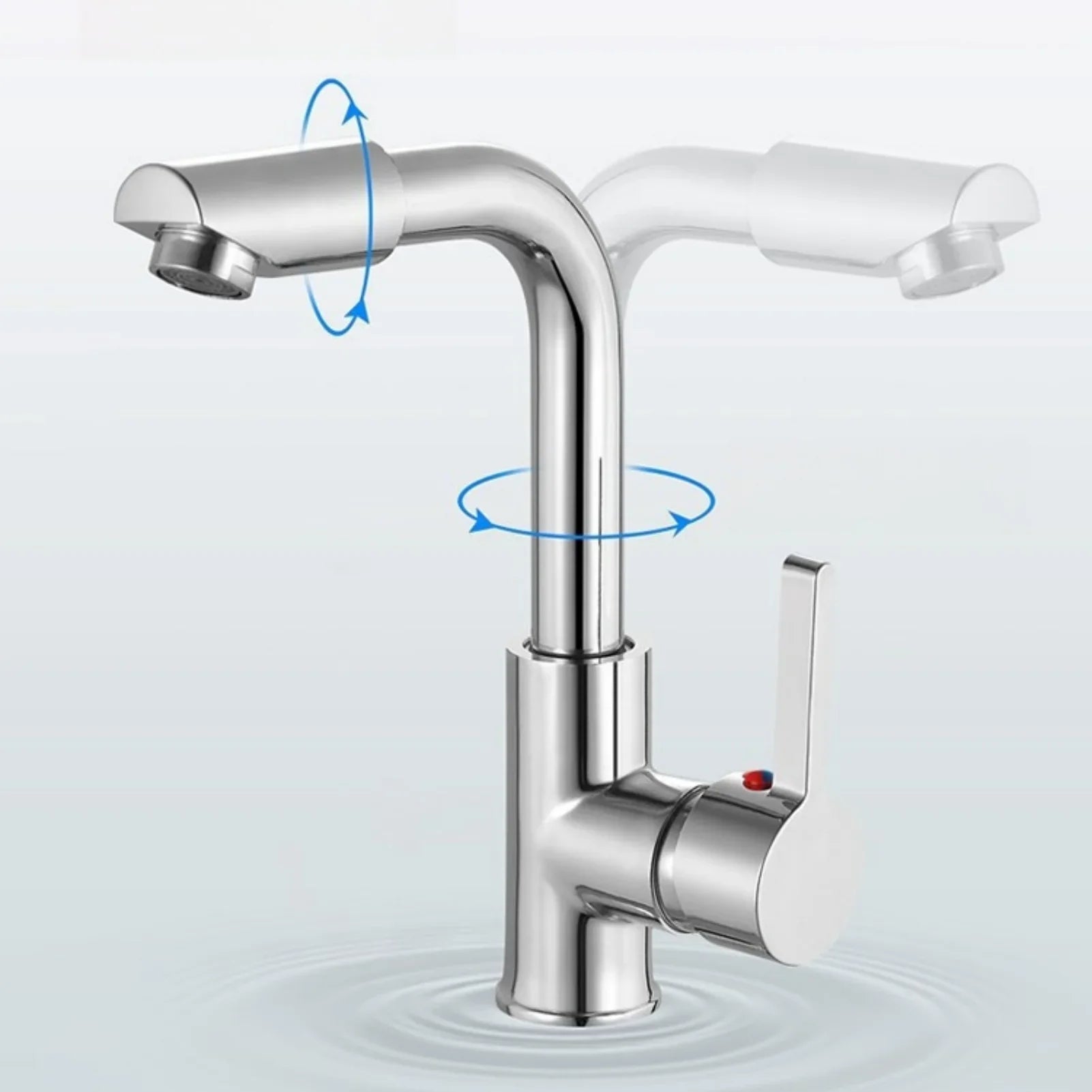 Bathroom Faucet 360° Rotate Chrome Deck Mounted Single Handle Mixer Tap Hot Cold