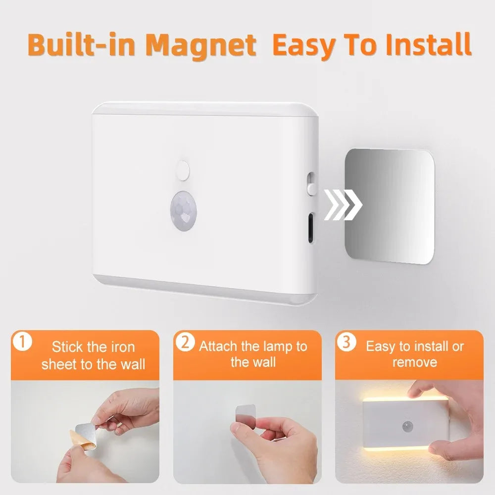 LED Motion Sensor Night Light Dimmable Battery Stair Cabinet Light for Bedroom