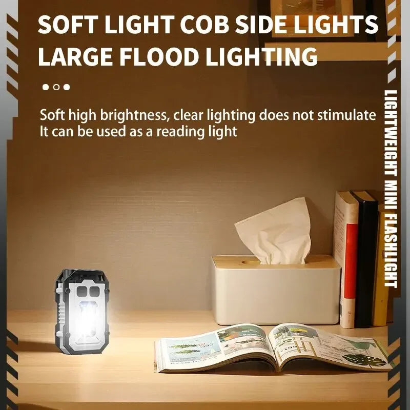 Super Bright Pocket LED Flashlight Magnetic COB Mini Keychain EDC Rechargeable Torch