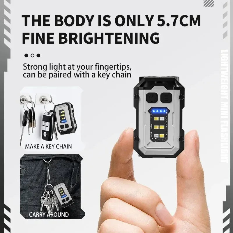 Super Bright Pocket LED Flashlight Magnetic COB Mini Keychain EDC Rechargeable Torch