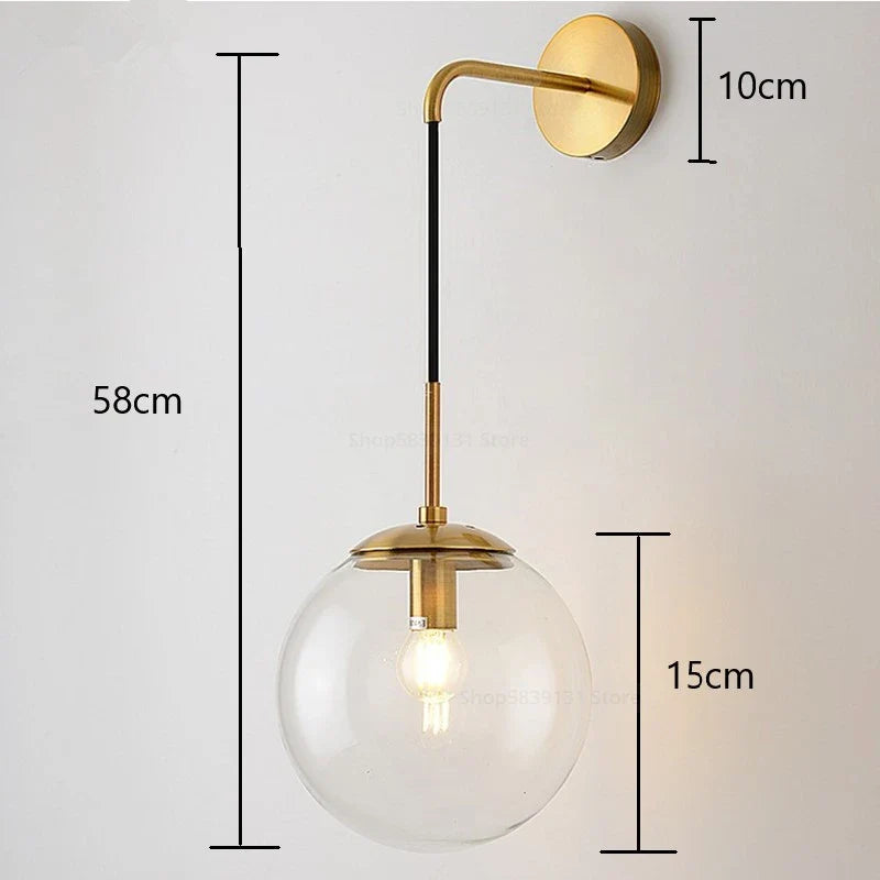 Nordic Glass Ball Wall Sconce LED Bedside Living Room Corridor Stair Light