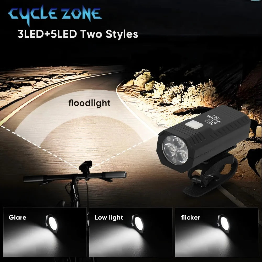 Rechargeable Bike Light Set LED Headlight and Taillight for Night Cycling Safety