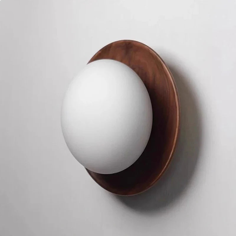 Wabi Sabi Wood Wall Sconce Walnut Glass Bedroom Bedside Hallway Stair Light