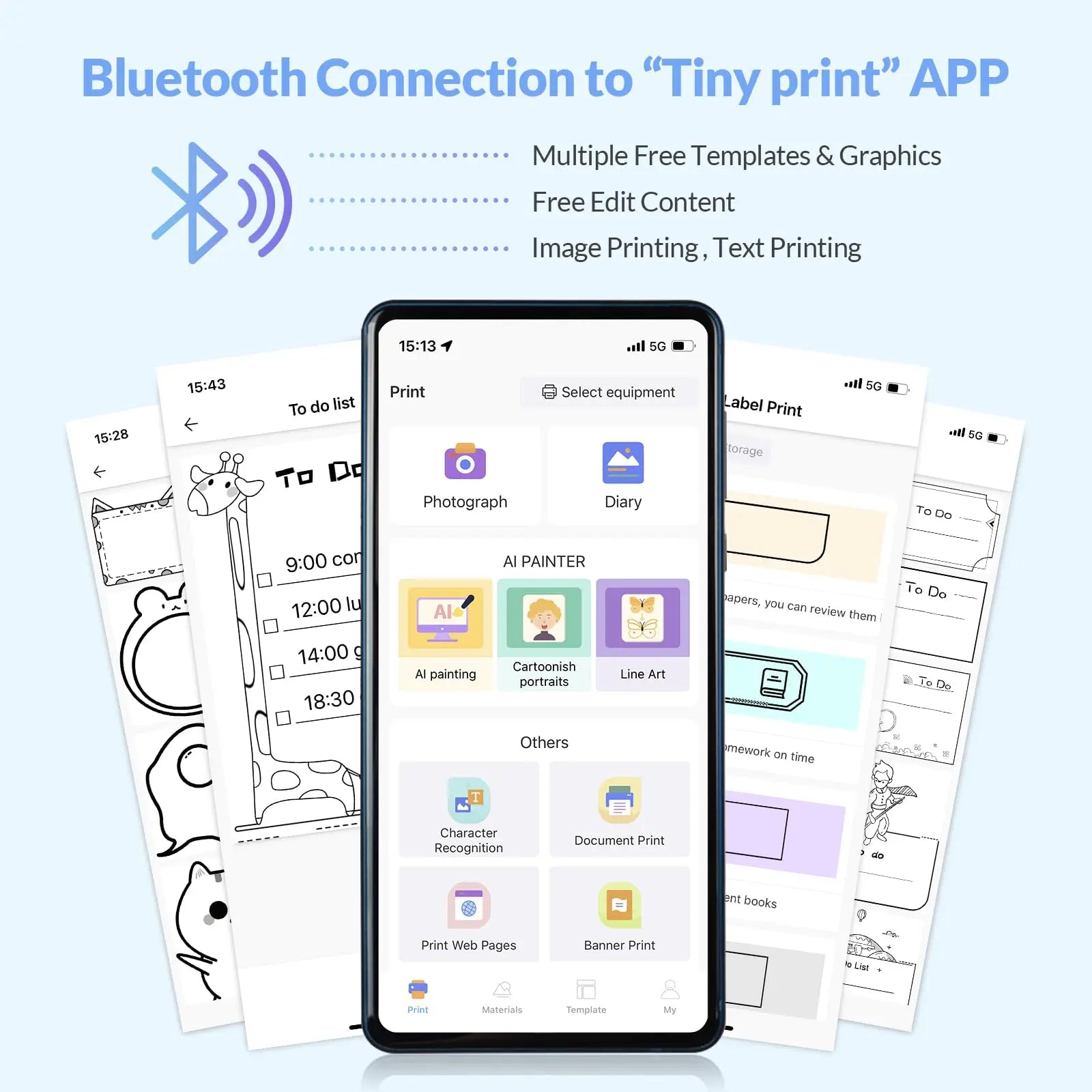 Portable Mini Bluetooth Sticker Printer Inkless Label Maker for Notes & Journals