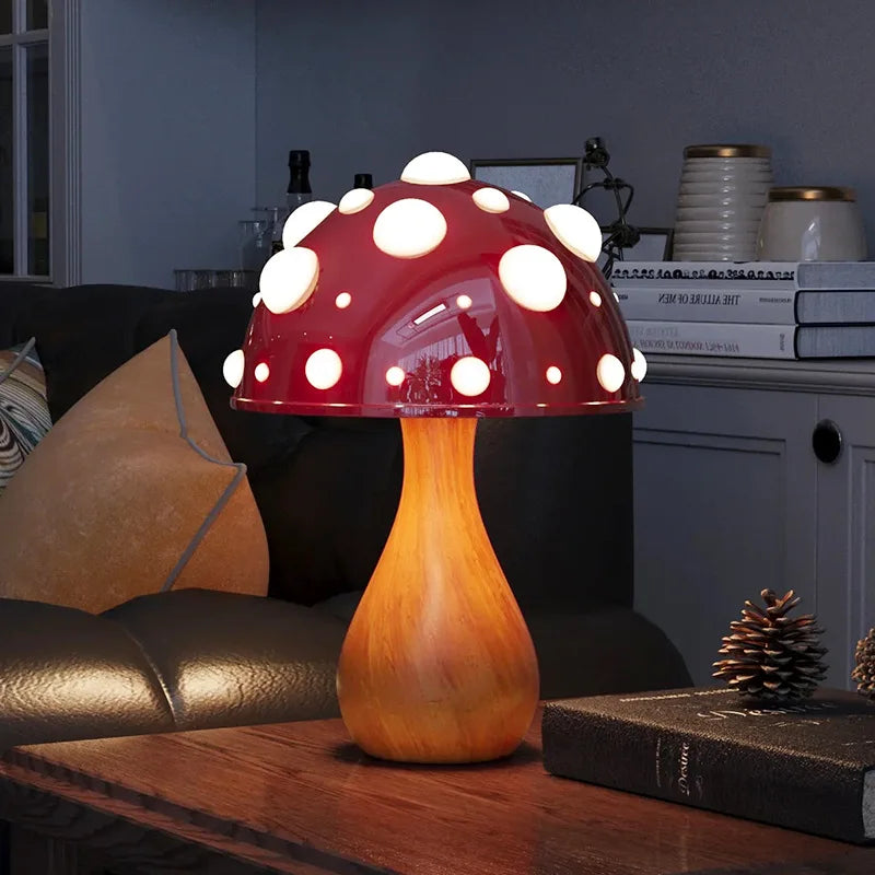 Amanita Mushroom LED Lamp Warm Light Bedside Night Light Desk Decor USB Home