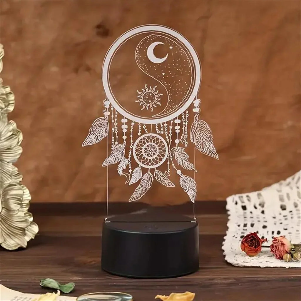 Dream Catcher 3D Night Light Optical Illusion Lamp 7-Color Touch Bedroom Decor
