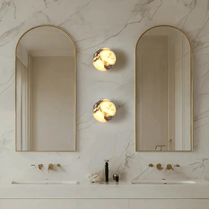 Marble Ball Wall Lamp LED Natural Stone Sconce for Bedroom Living Room Hallway