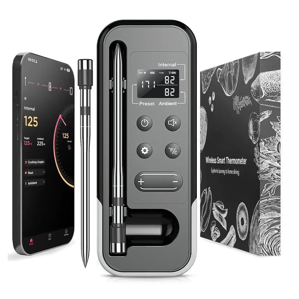 Smart Bluetooth BBQ Meat Thermometer Wireless Probe Grill Oven Alarm