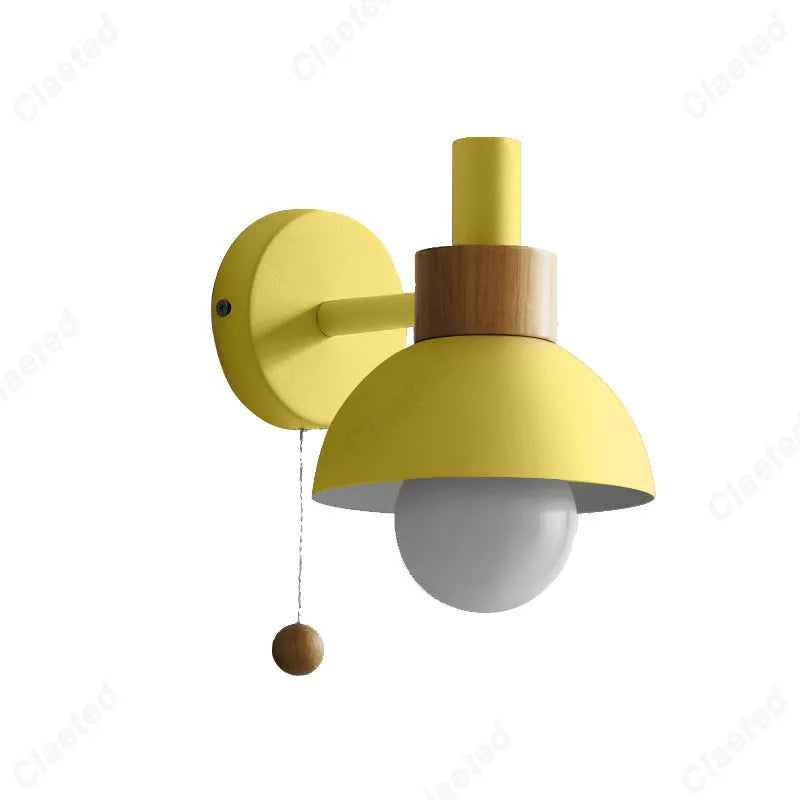 Minimalist LED Wall Lamp E27 Zipper Switch Bedside Light for Bedroom