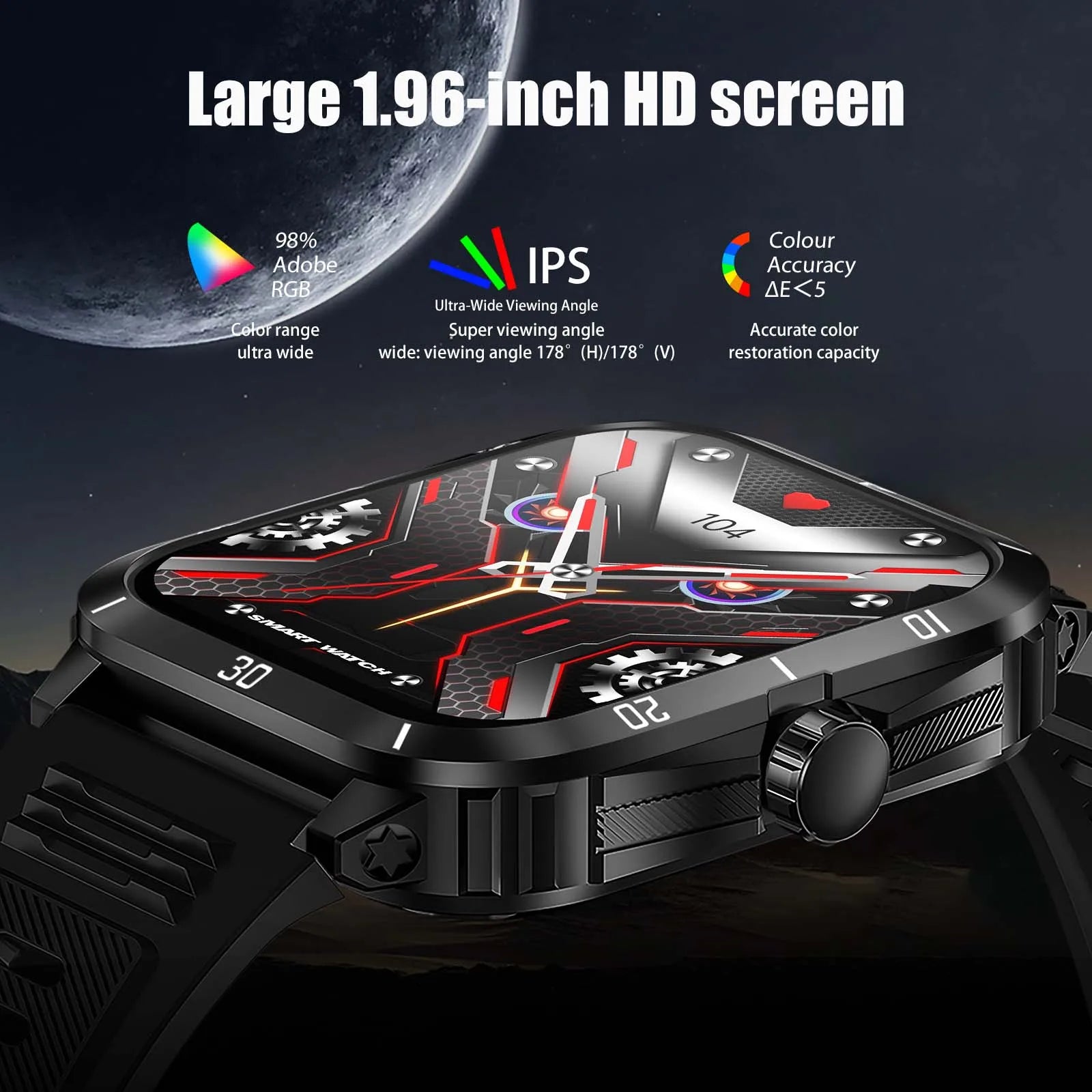 Men’s Smart Watch 3ATM Waterproof with Heart Rate, Blood Pressure & 100+ Sport Modes