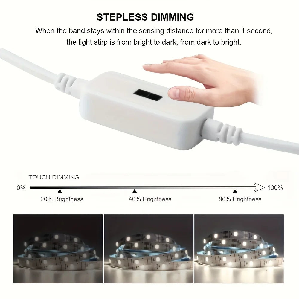 USB Gesture Sensor LED Strip Light Dimmable 1M TV Backlight Kitchen Lighting