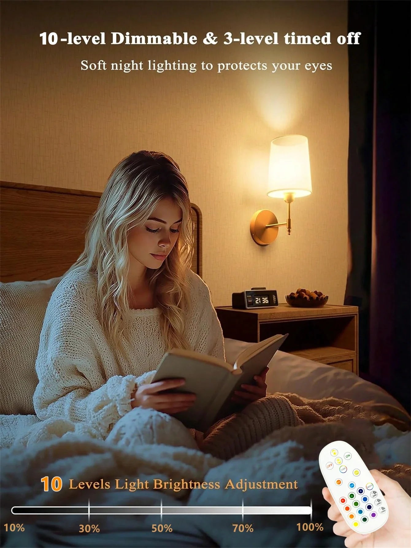Wireless Wall Lamp – Rechargeable RGB Battery Light with Remote for Bedroom Decor