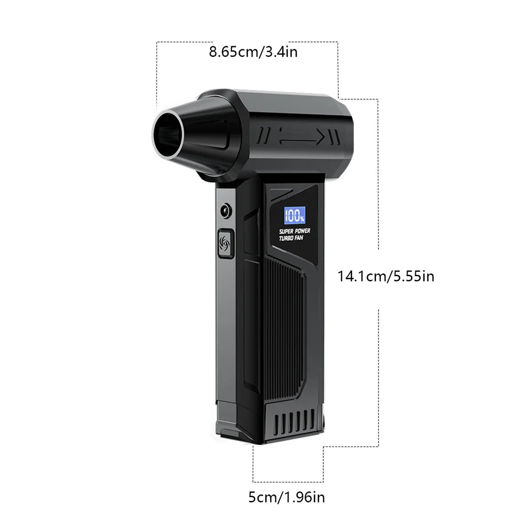 Wireless Turbo Air Blower 2025 – Brushless Jet Fan with LED Display for Car Cleaning