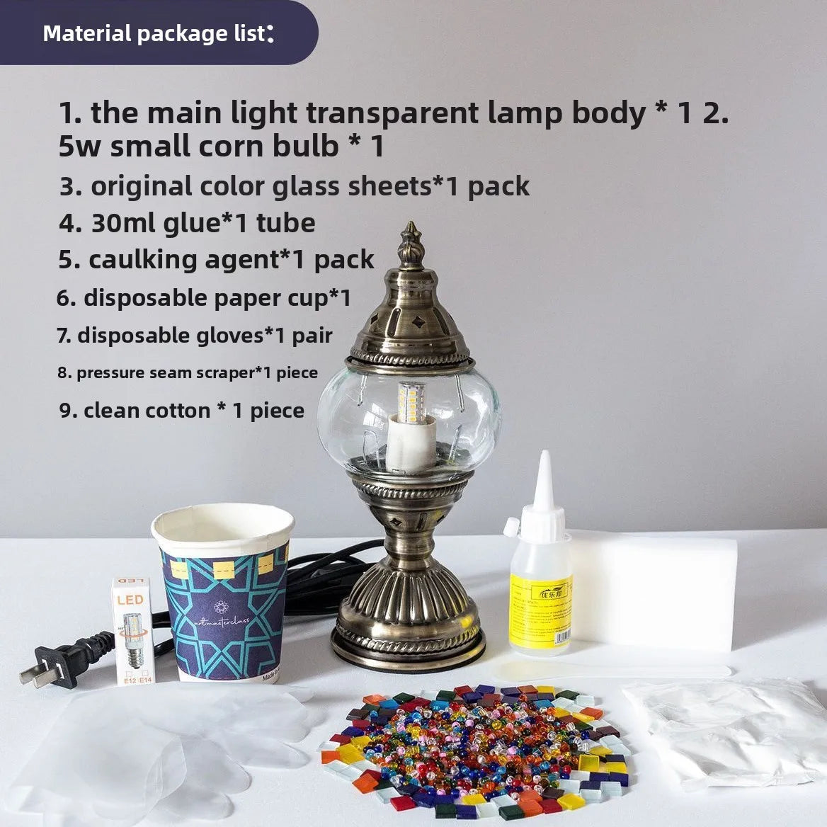 DIY Mosaic Table Lamp Kit Handmade Craft Night Light Parent Child Activity