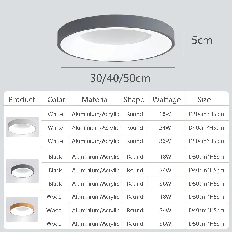 LED Ceiling Light Remote Control Dimmable Adjustable Color Temperature Lamp